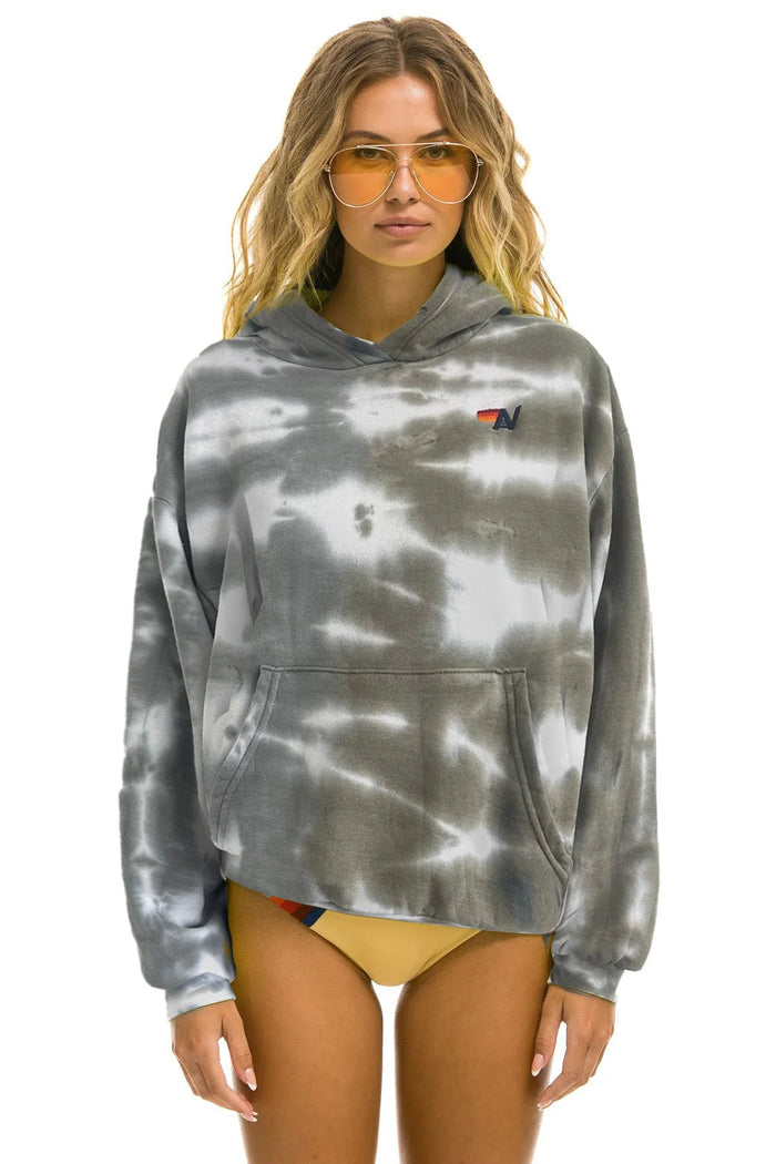 AVIATOR NATION HAND DYED PULLOVER HOODIE RELAXED - TIE DYE GREY // OLIVE