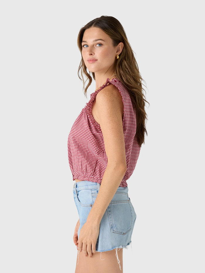 DÔEN Women's Traveler Top Mulberry La Maddalena Gingham