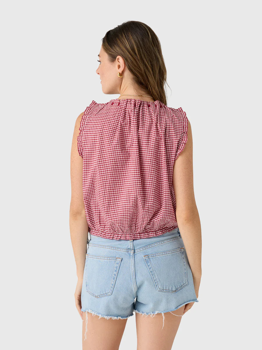 DÔEN Women's Traveler Top Mulberry La Maddalena Gingham