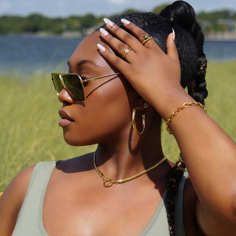 Ellie Vail Jewelry - Ellie Vail - Flora Large Hoop Earring - Yellow Gold