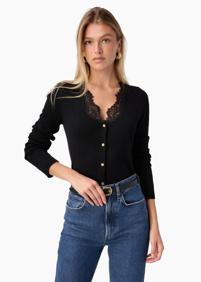 CAMI NYC EIRENE LIGHTWEIGHT KNIT CARDIGAN BLACK