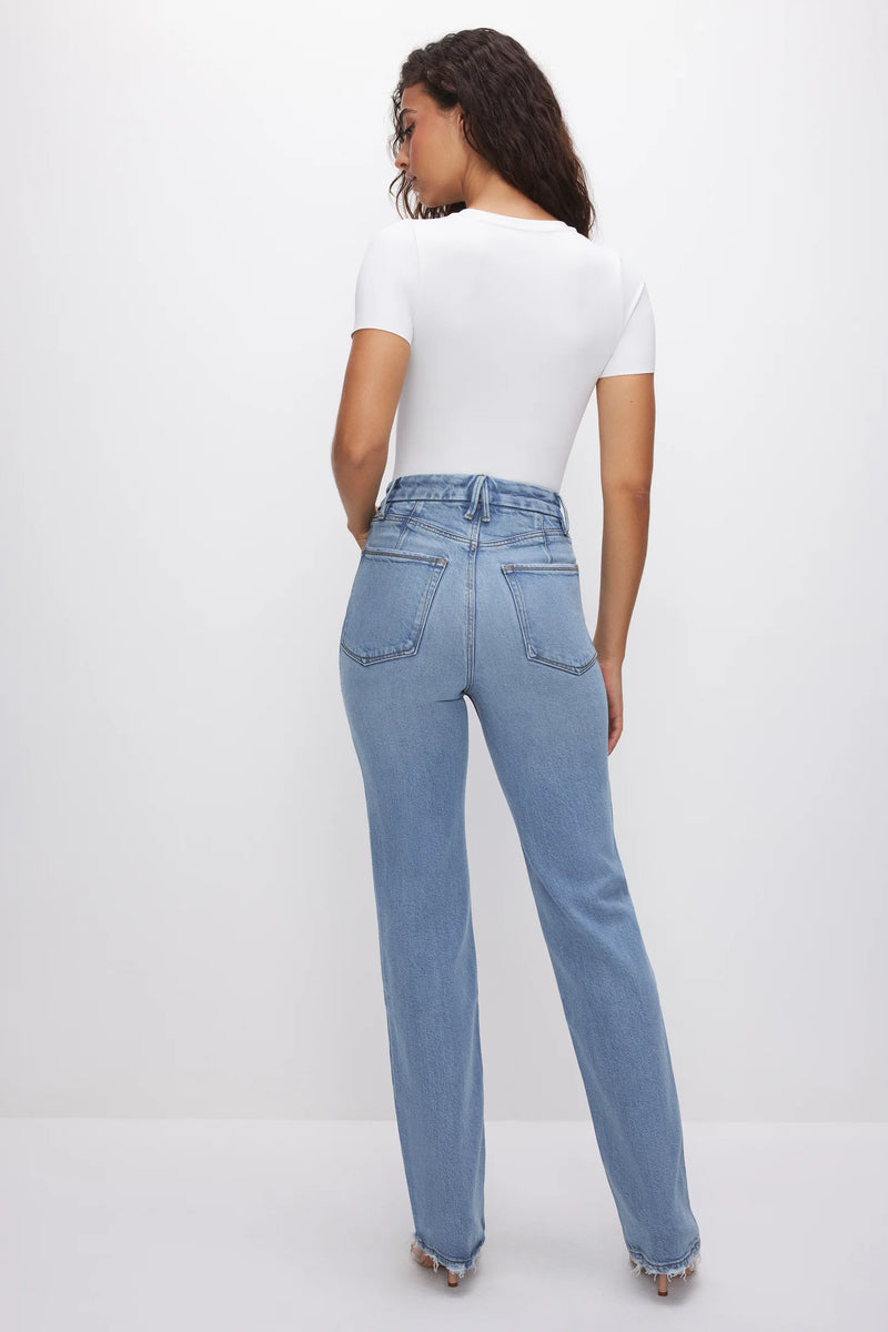 Good AMERICAN SOFT-TECH GOOD ICON STRAIGHT JEANS- Indigo510