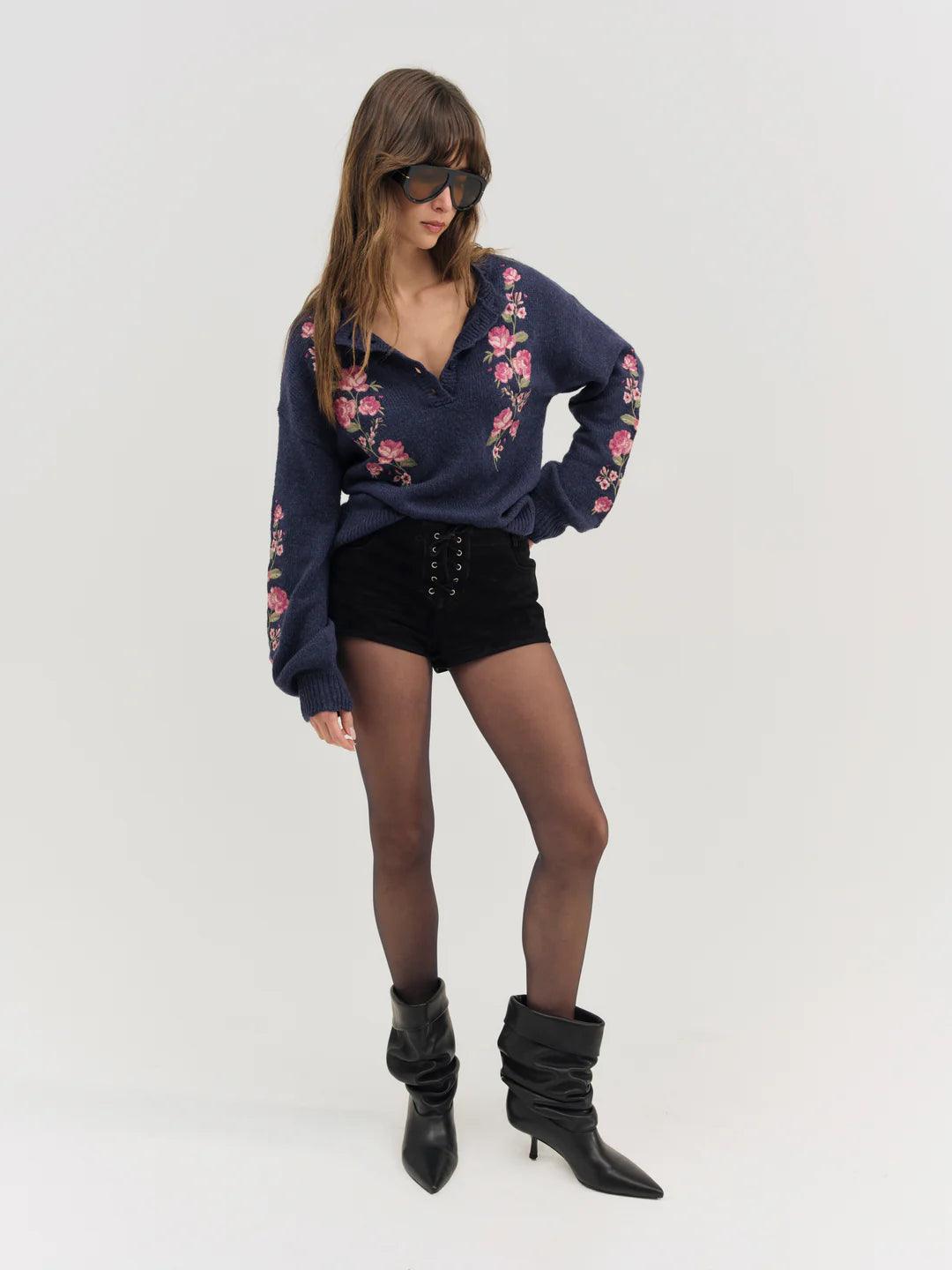 For Love & Lemons Molly Embroidered Pullover Sweater