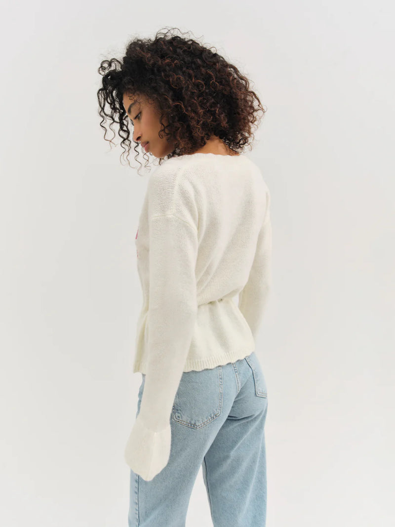 For Love & Lemons Molly Embroidered Knit Cardigan