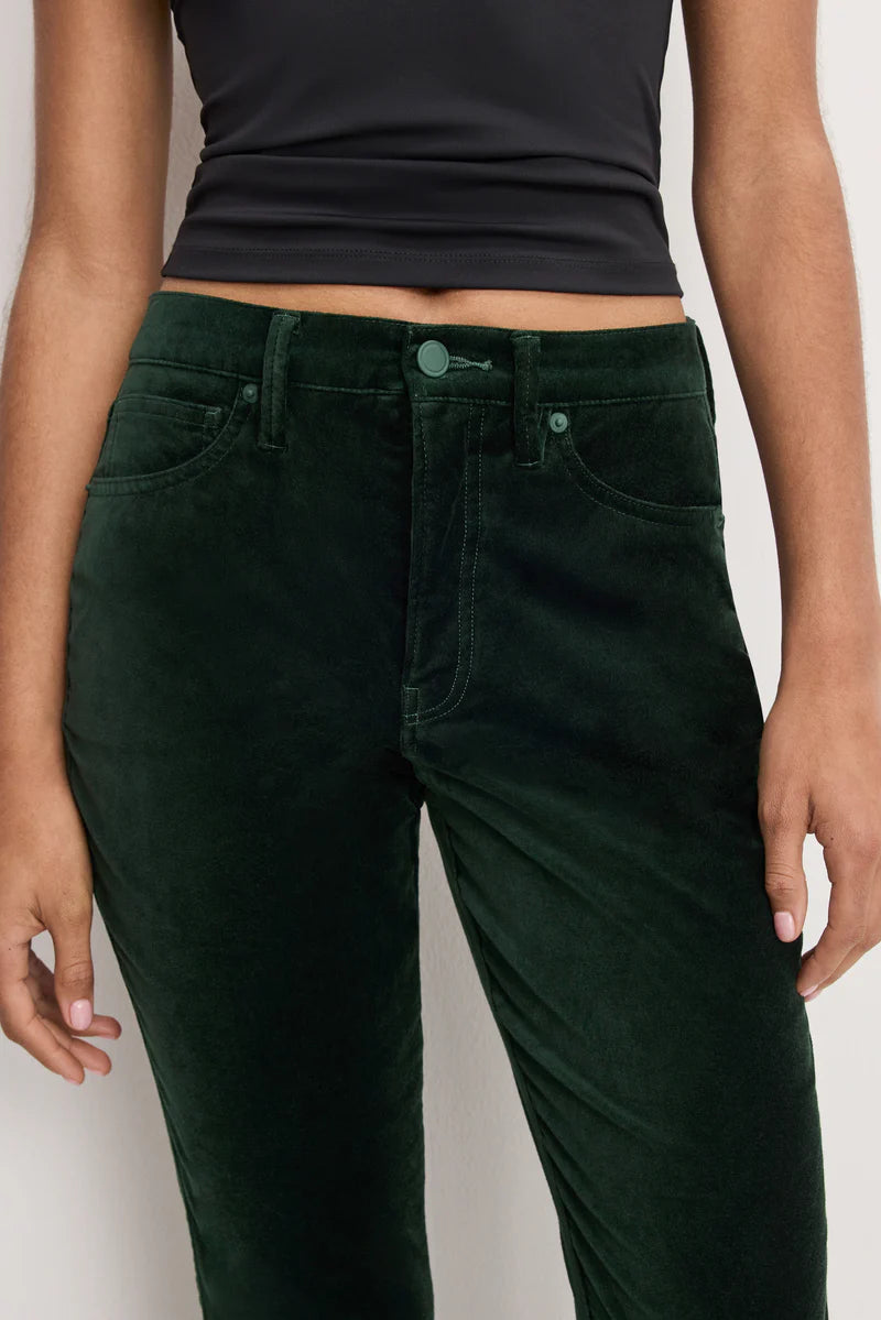 Good American Velvet Good High Rise Kick Flare Pants Pine green003