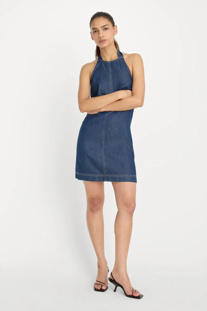 Good American Denim Halter Shift Dress - Indigo1187
