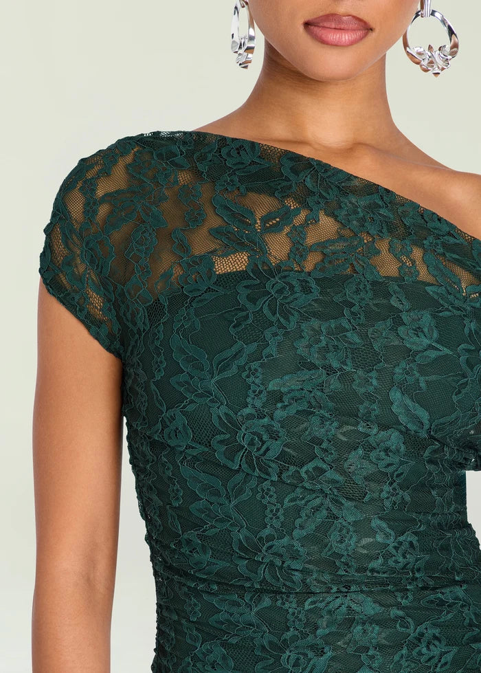 SEROYA NOEL LACE MIDI DRESS Evergreen