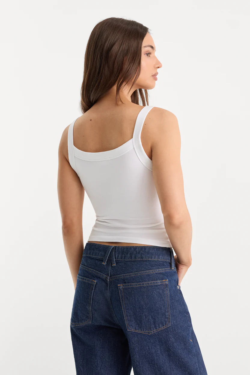Good American The Ringer Tank in White