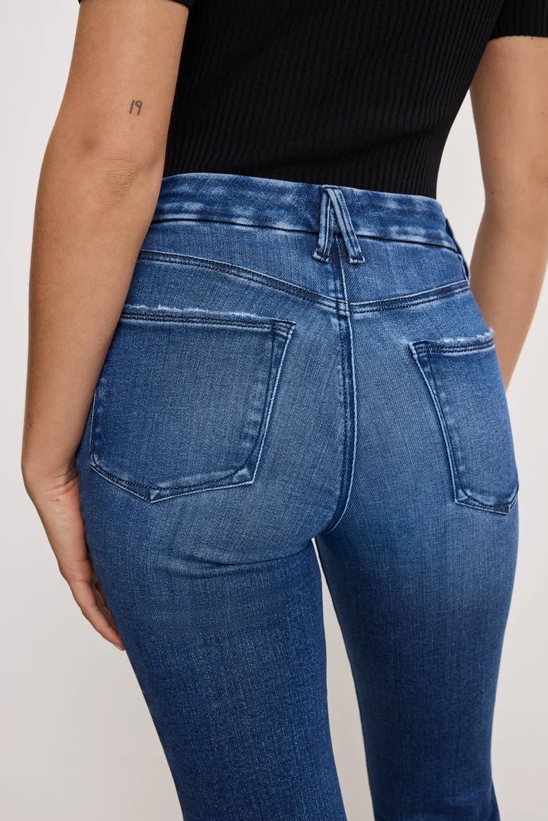 Good American SOFT-TECH GOOD LEGS CROPPED MINI BOOT JEANS Indigo891