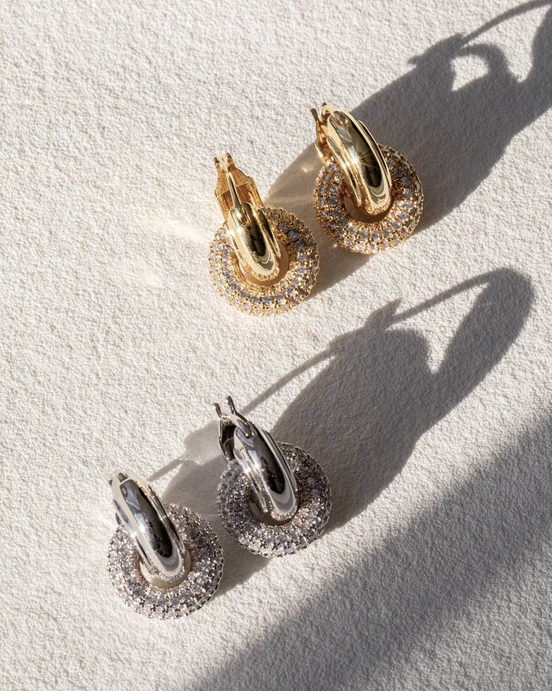 Luv AJ - Pave Interlock Hoops- Gold