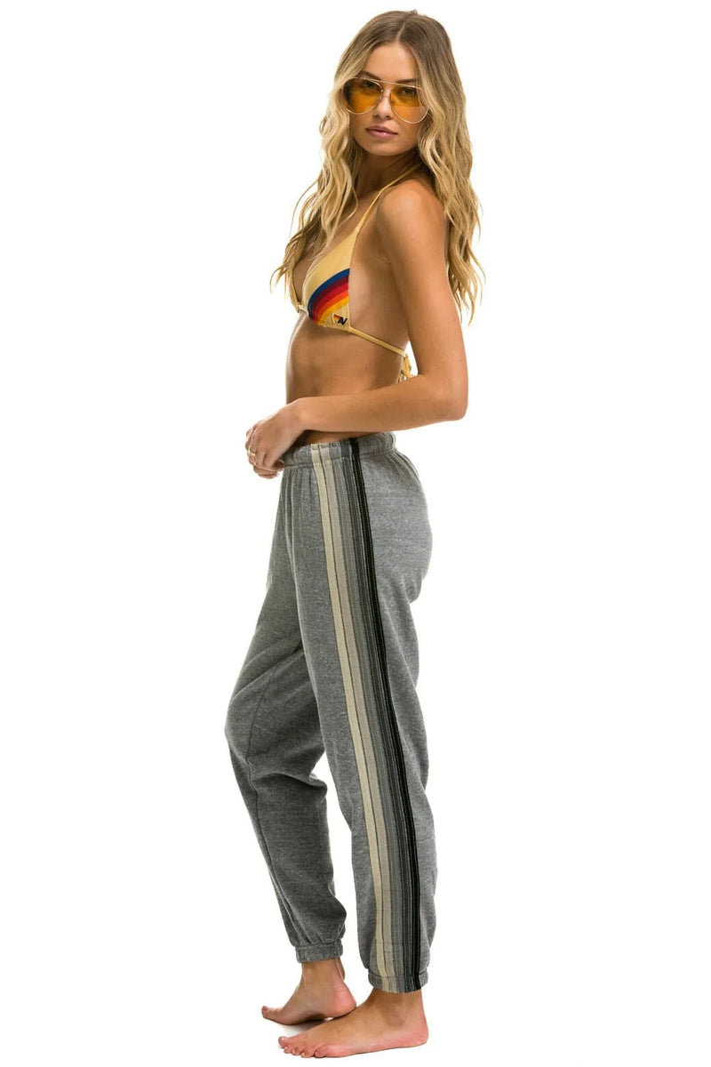 Aviator Nation 5 STRIPE SWEATPANTS - HEATHER GREY // GREY