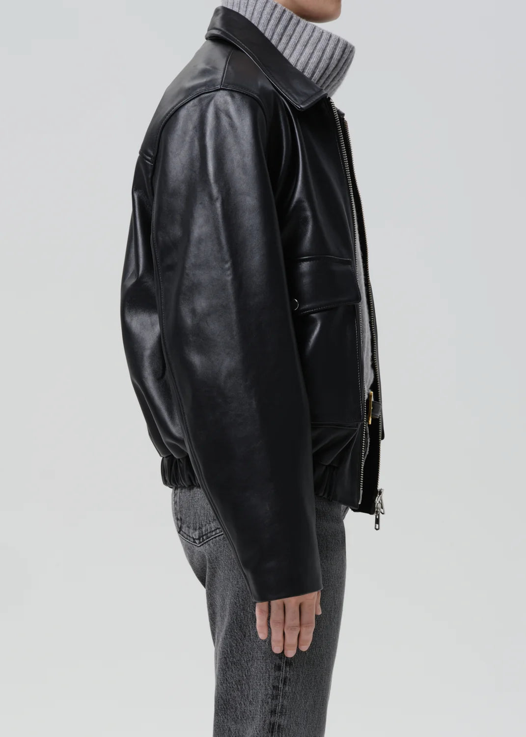 Citizens Of Humanity Zip Front Bomber Jacket In Black