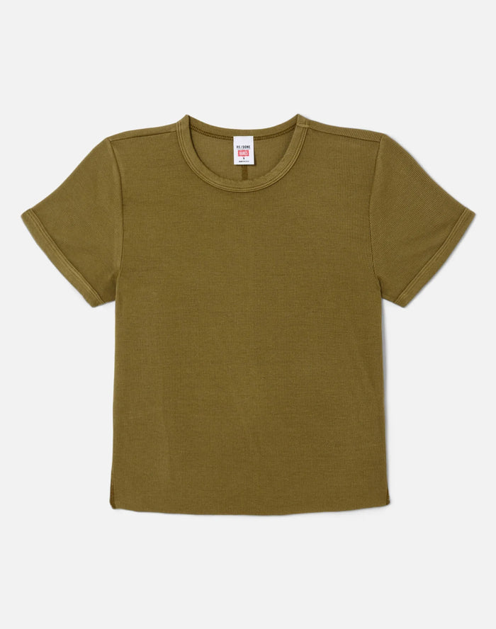 Re/Done HANES 90S RIBBED CAP SLEEVE TEE - Fatigue
