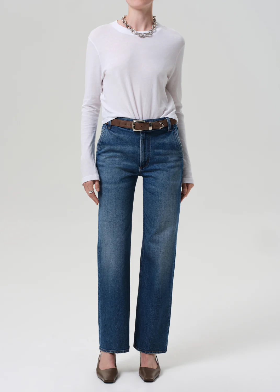 Citizens of Humanity Sabine Cropped Long Sleeve In White