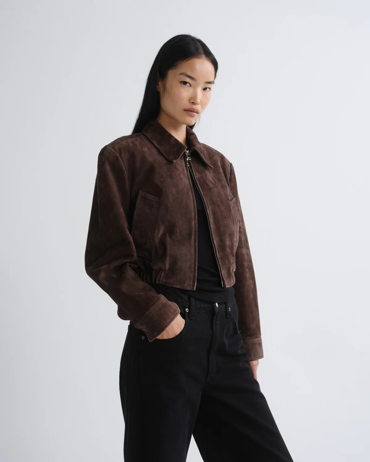 Agolde NAHLA CROPPED SUEDE JACKET Root