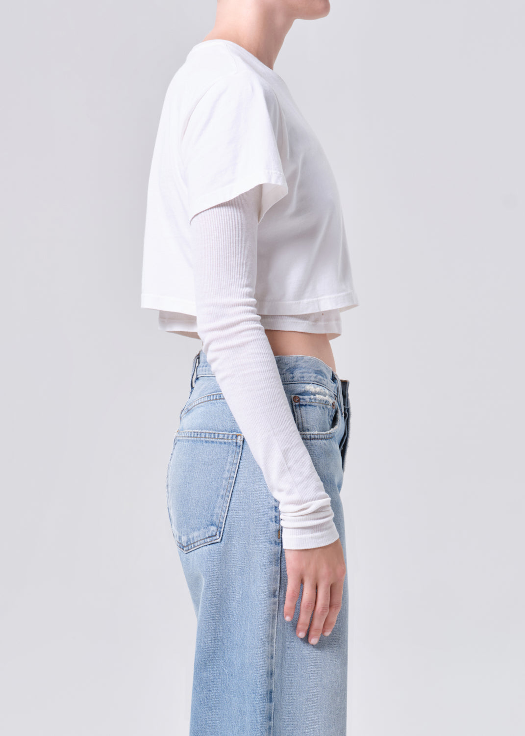 AGOLDE ROMILY TEE IN WHITE ASH