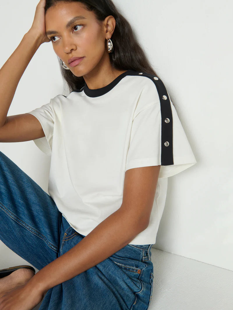 Nation LA Ada Button Tee Porcelain Color Block