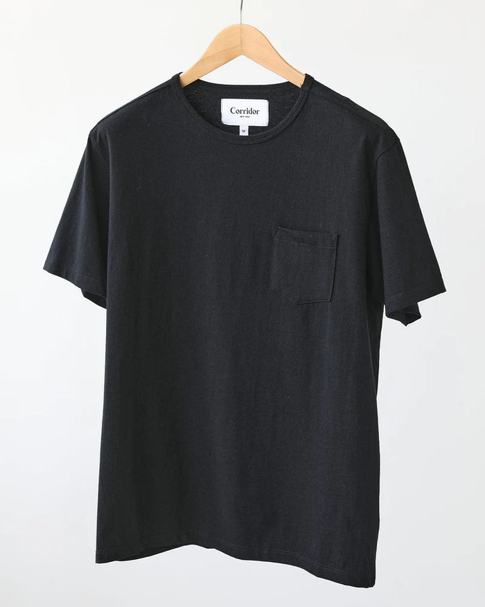 Corridor ORGANIC GARMENT DYED T-SHIRT - BLACK
