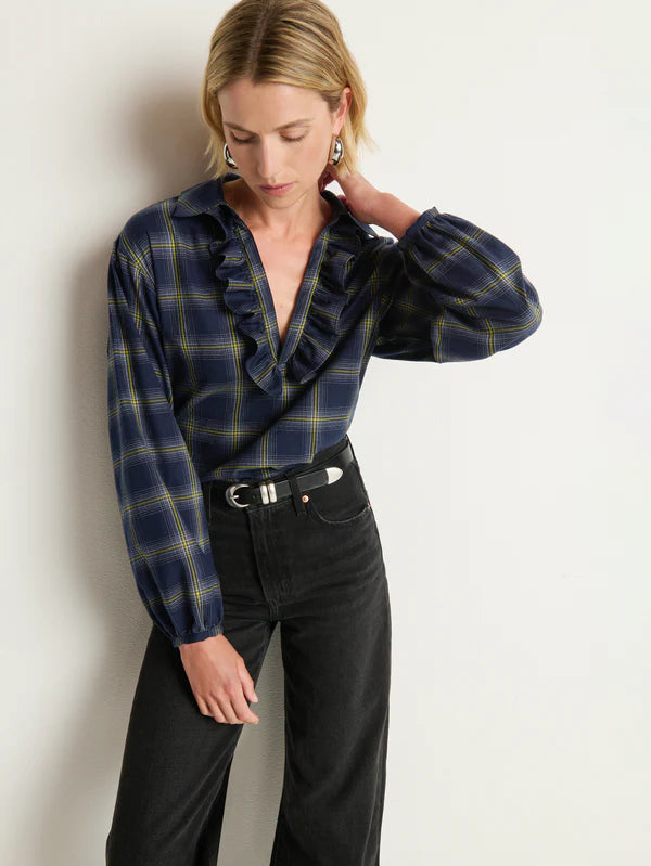 Nation Ltd Beckett Blouse Starry Night Plaid