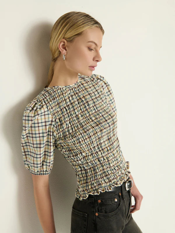 Nation Brinley Smocked Top - Multi Color Plaid
