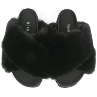 ROAM CLOUD SLIPPERS BLACK FAUX FUR