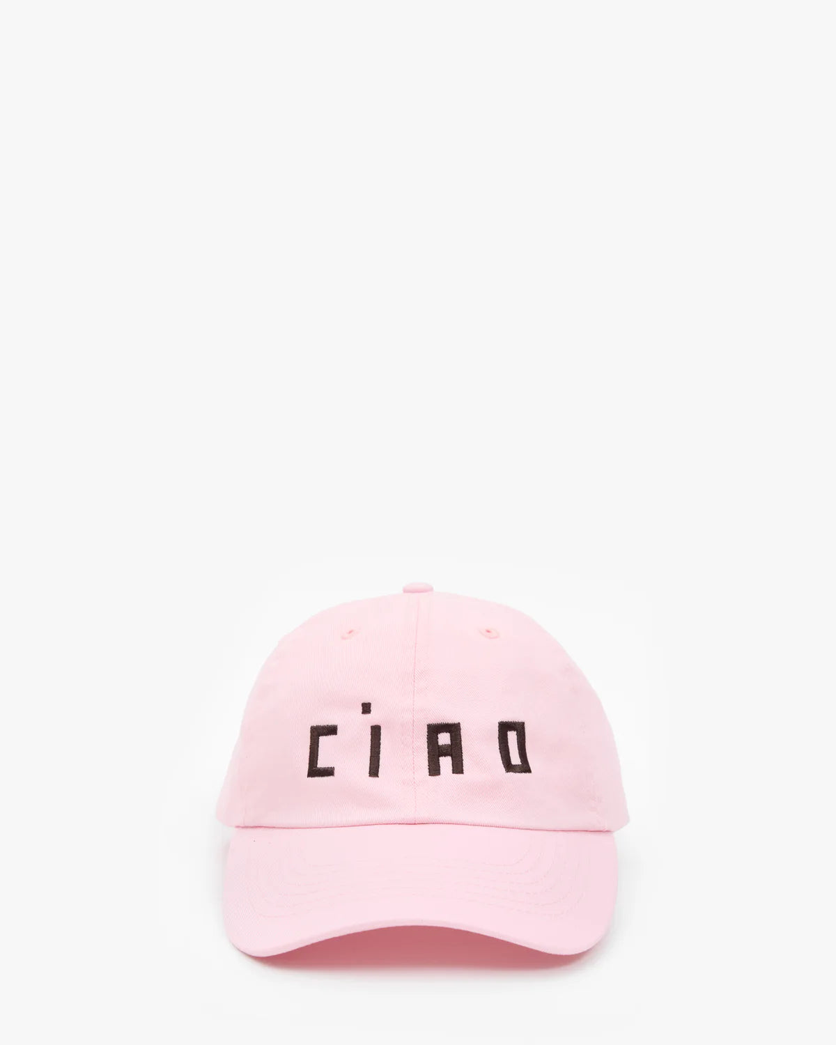 Clare V. Baseball Hat Light Pink w/ Chocolate Embroidered Ciao