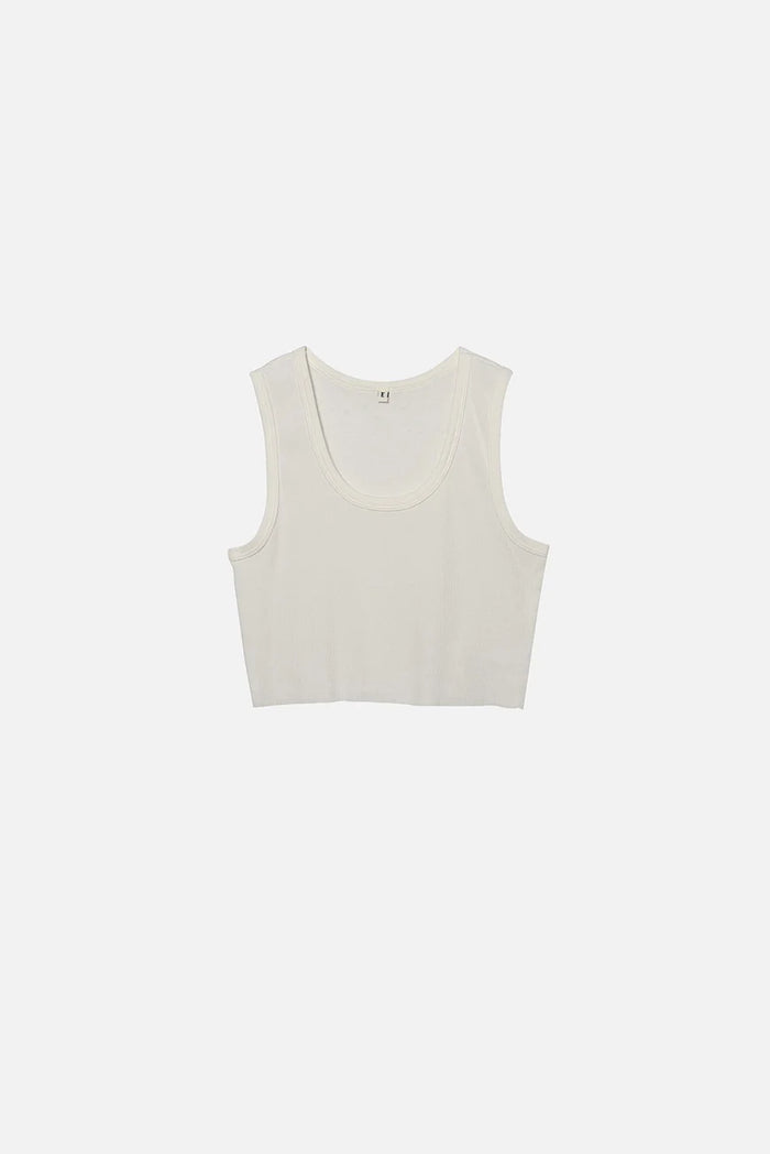 ELWOOD MALIBU CROP TANK AGED WHITE RIB