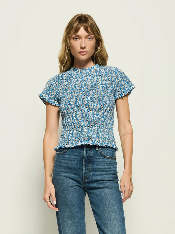 Nation LTD Evie Smocked Top Blue Hazy Daisy