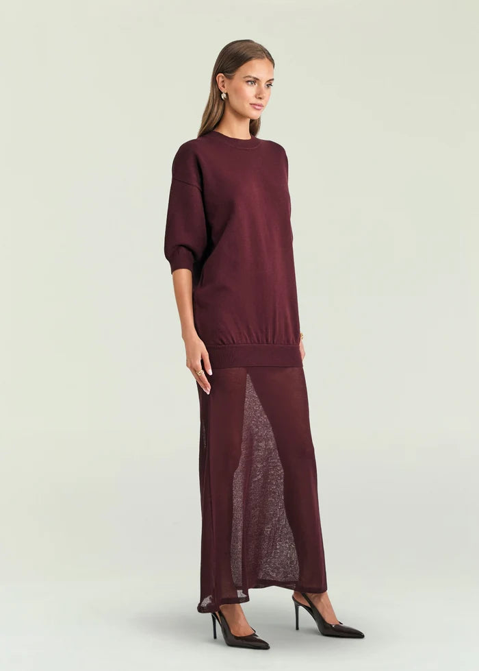 SEROYA ARWEN KNIT MAXI DRESS Bordeaux