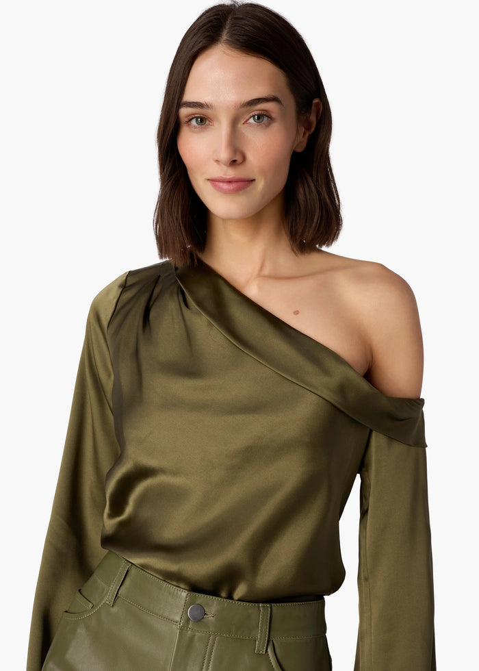 Cami Nyc CELESTE ASYMMETRICAL TOP CAMOUFLAGE BUTTERY SOFT SILK