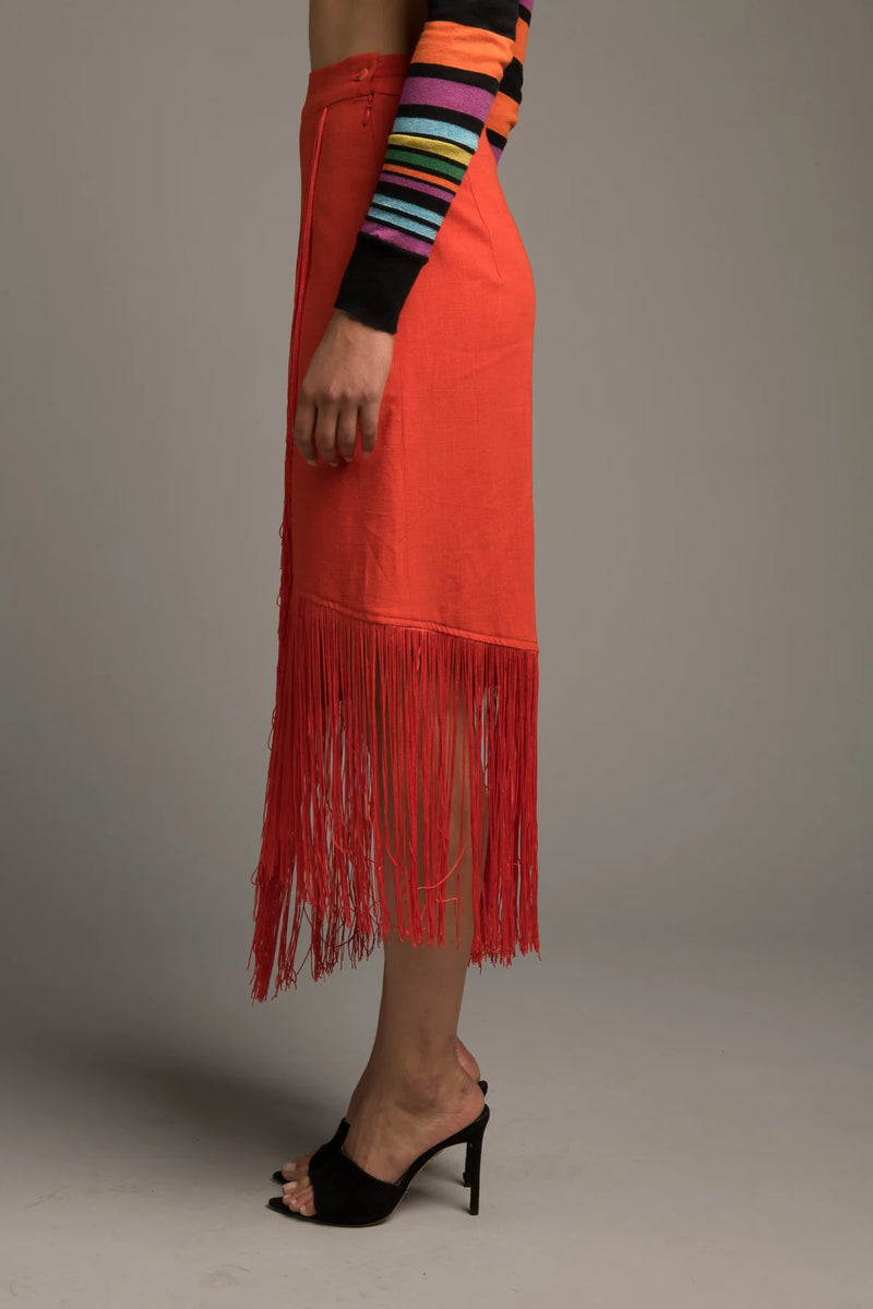 Le Superbe Fringe With Benefits Skirt Terracotta