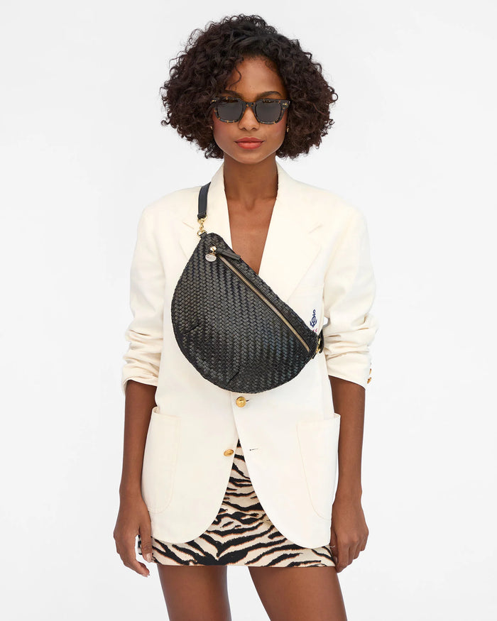 Clare V. Grande Fanny Black Woven Zig-Zag