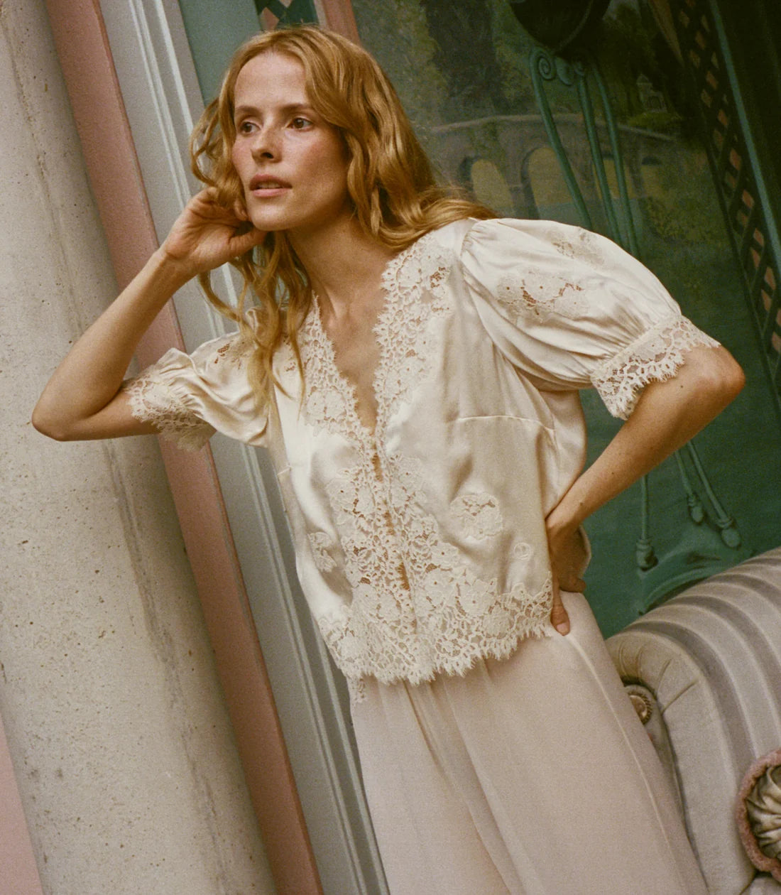 Doen IDELLA SILK SATIN TOP IN CANDLELIGHT