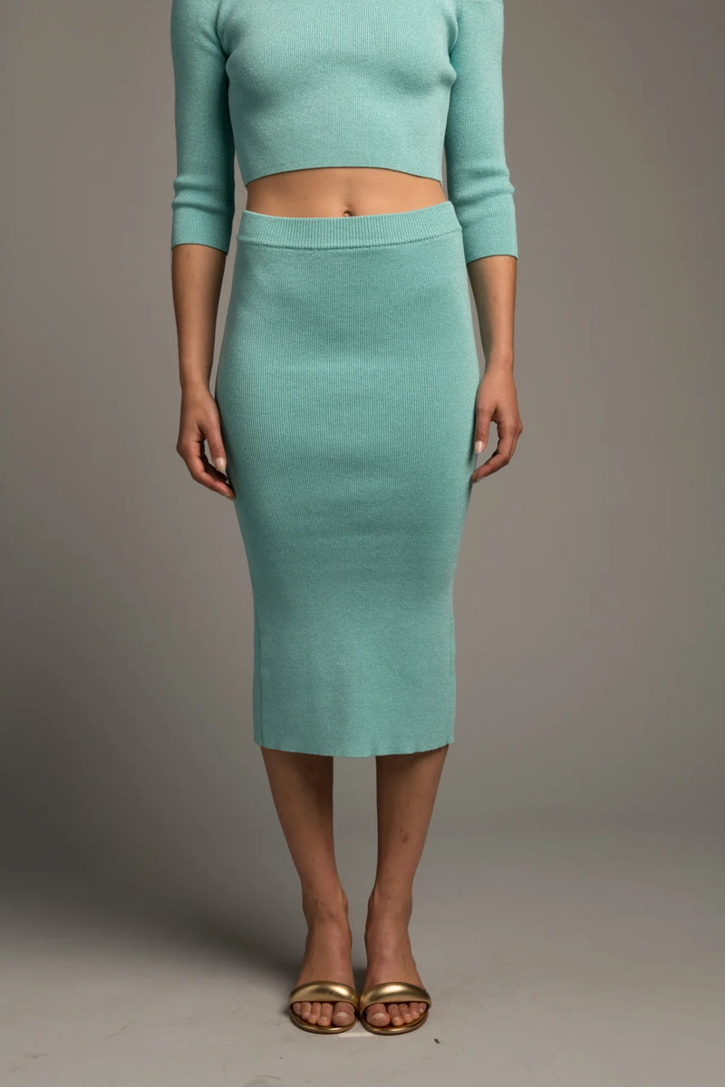 Le Superbe Knit Pick Skirt - Aqua Shine