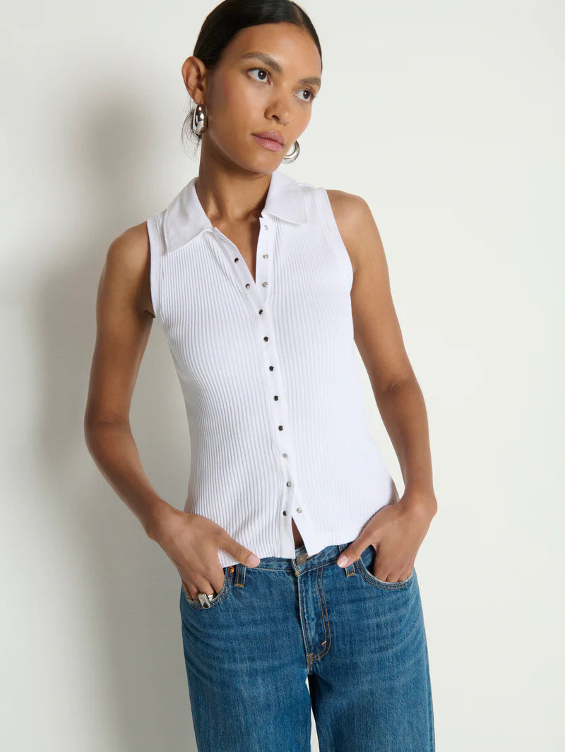 Nation LA Jaylin Polo Top in White
