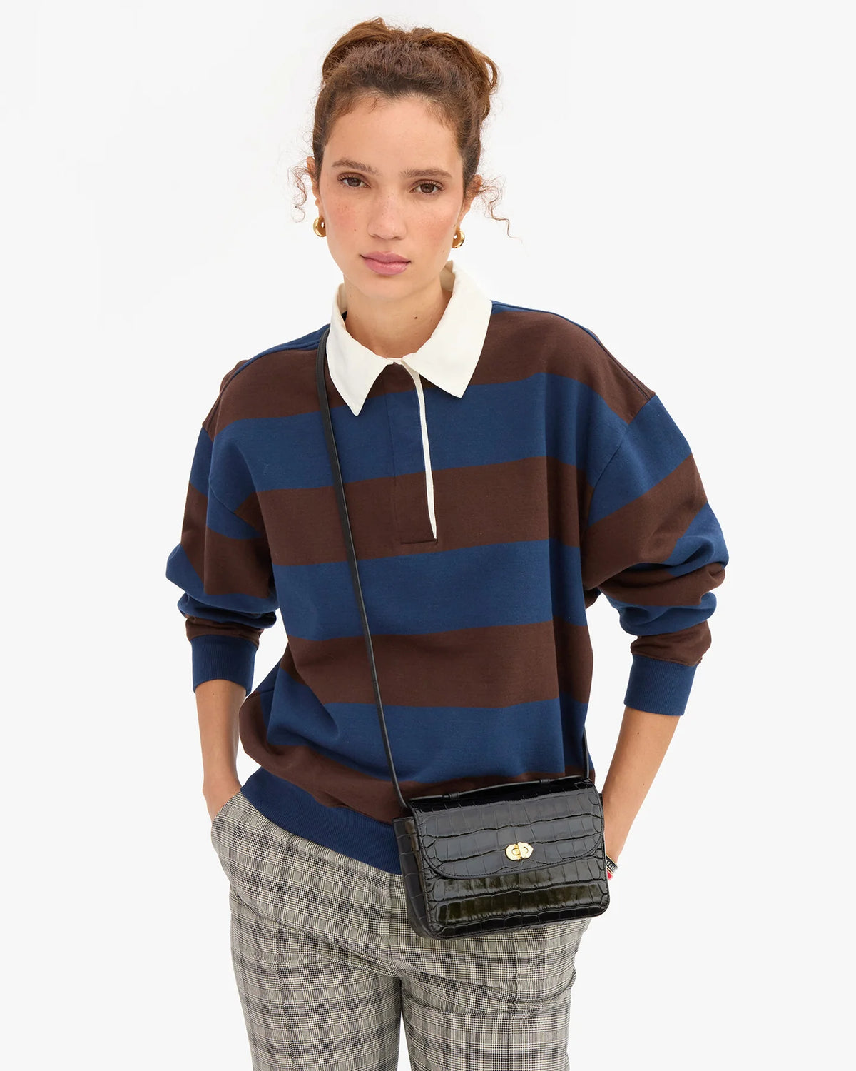 Clare V. KATHRYN Black Embossed Croco