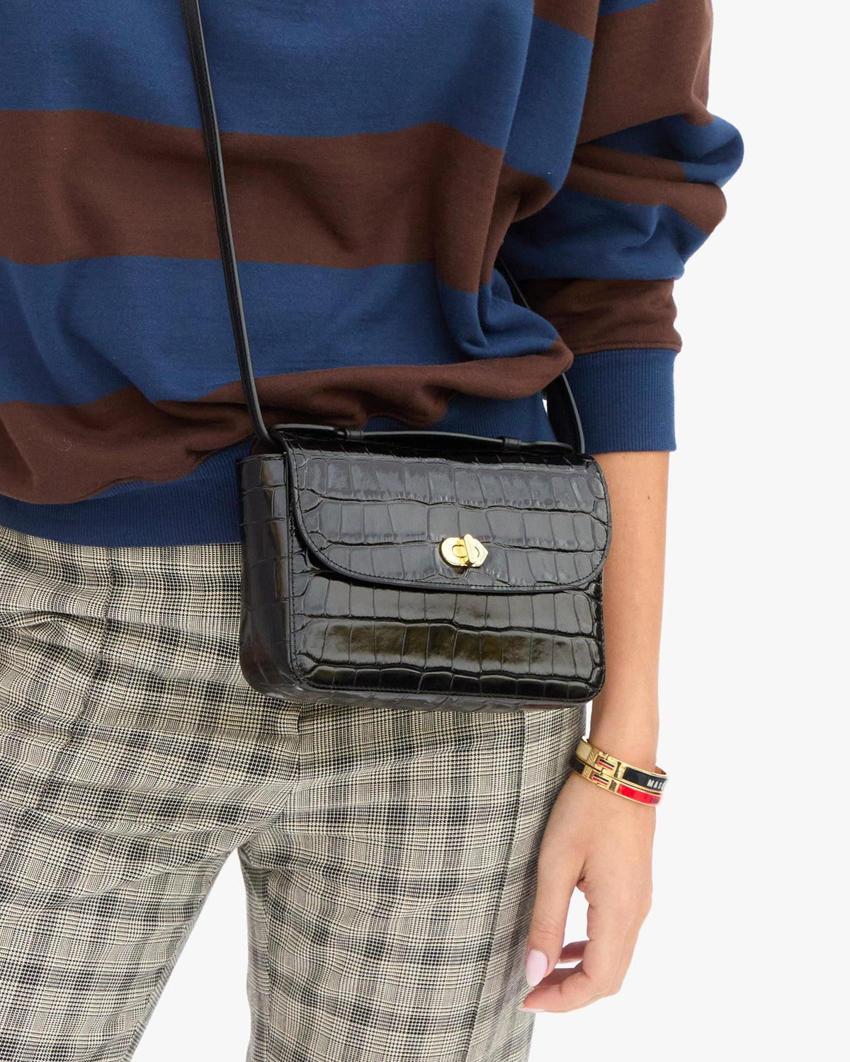 Clare V. KATHRYN Black Embossed Croco