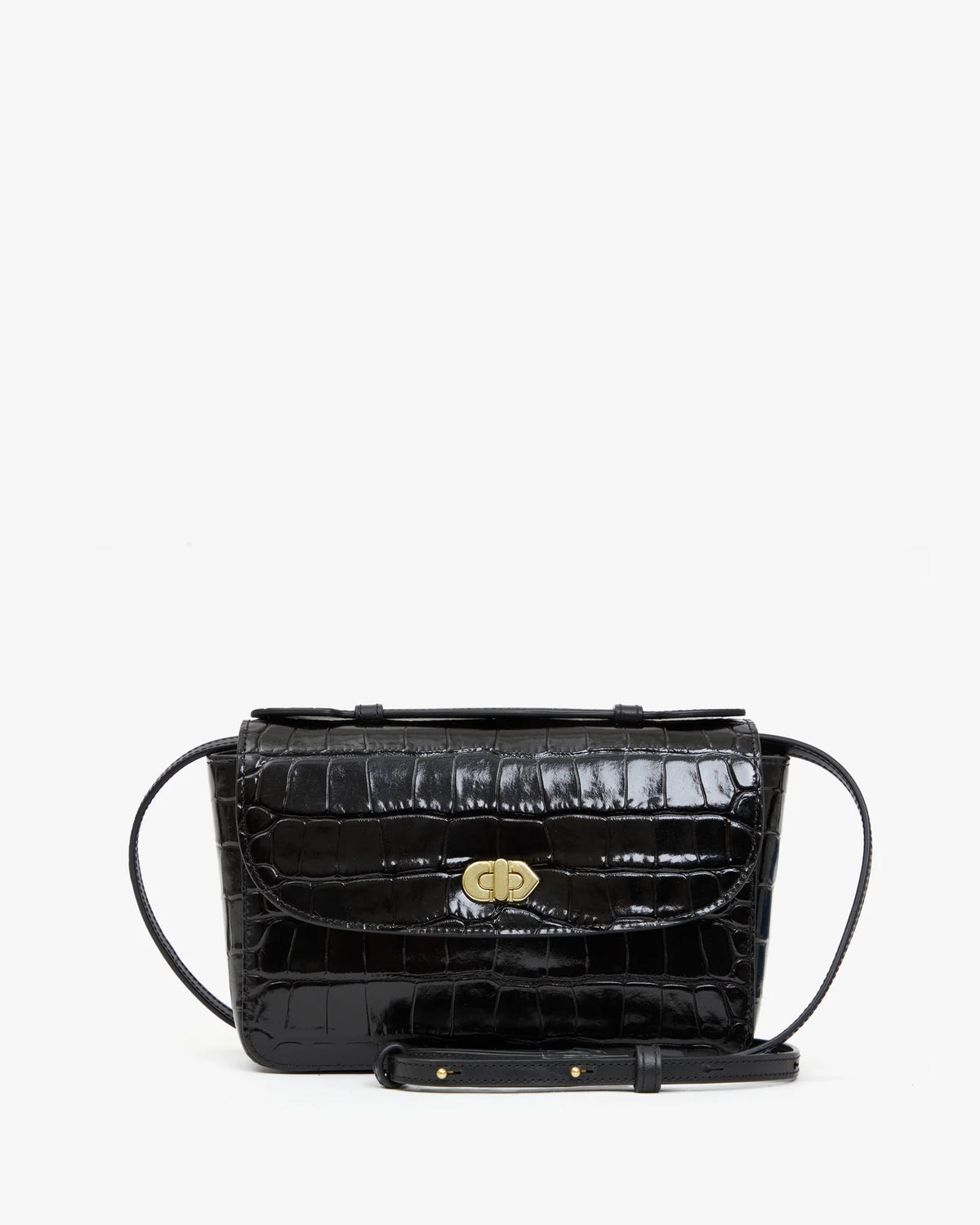 Clare V. KATHRYN Black Embossed Croco