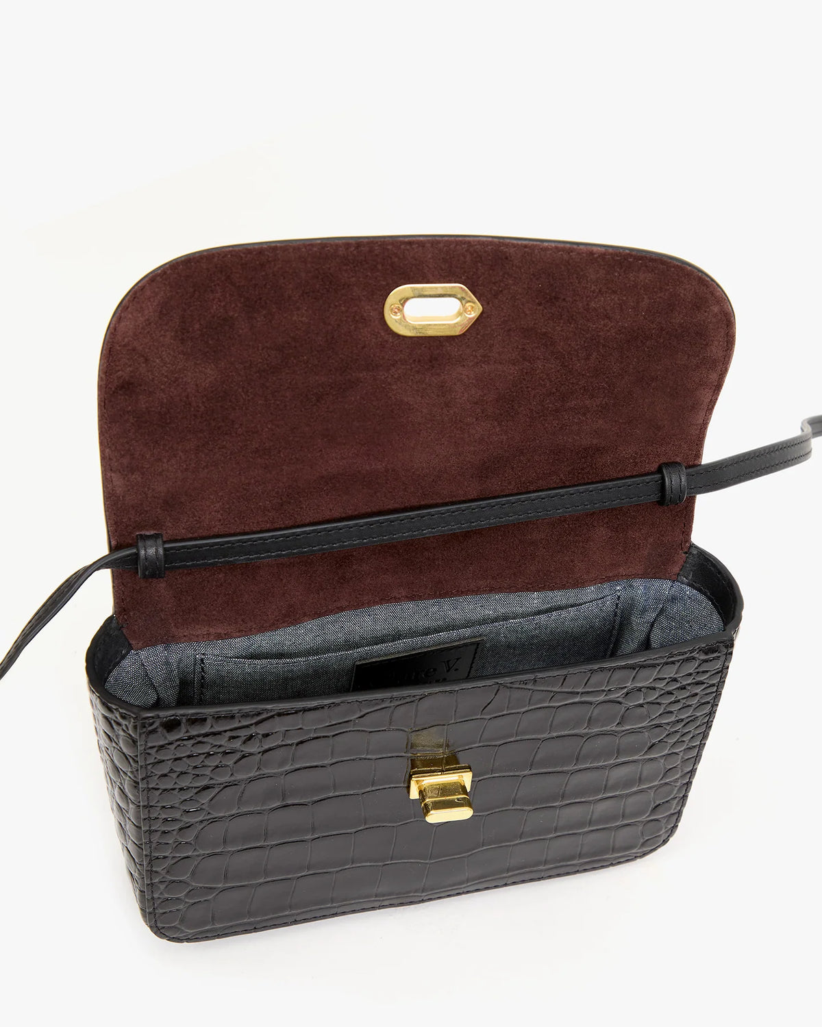 Clare V. KATHRYN Black Embossed Croco
