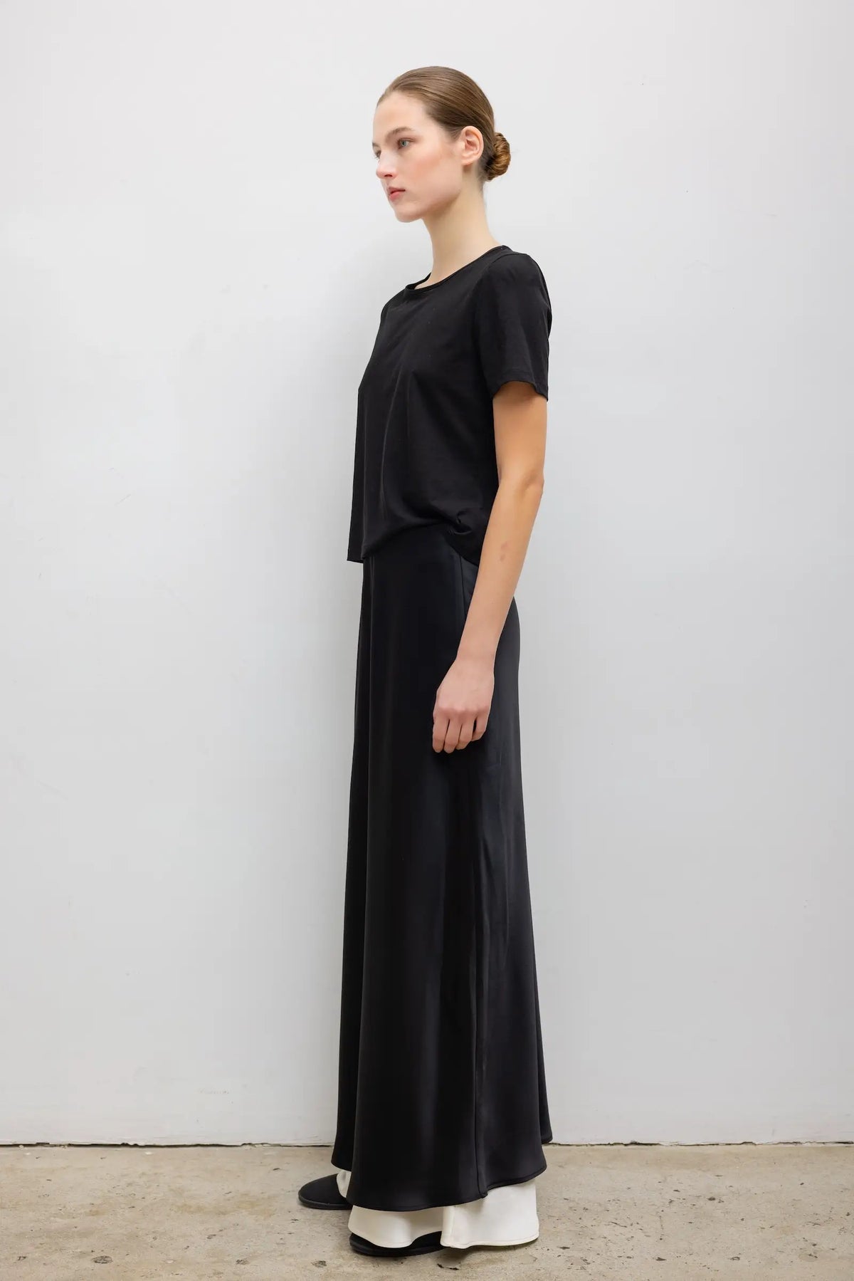 Leset Barb Bias Ankle Skirt Black