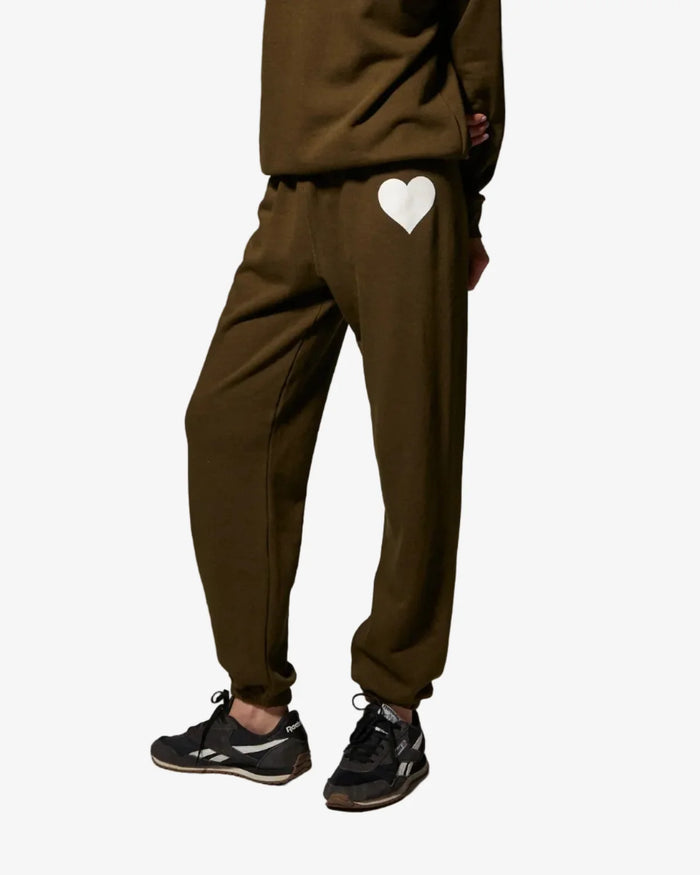 SPRWMN HEART SWEATPANTS Olive/White