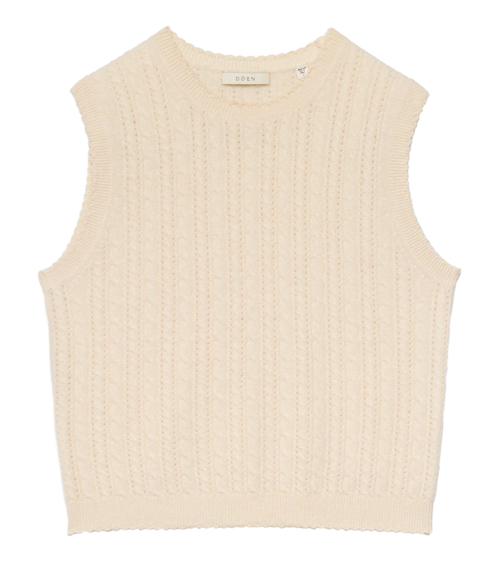 DÔEN LOUDEN CASHMERE CABLE TOP IN DOGWOOD
