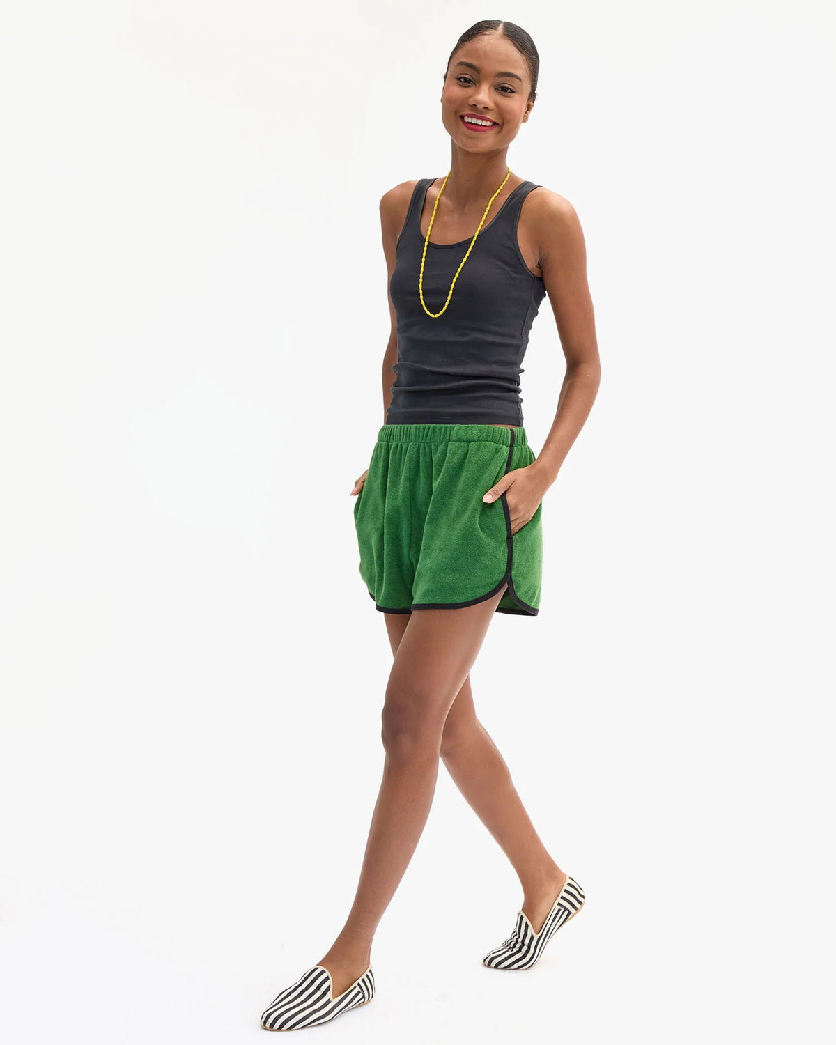 Clare V. Le Plage Shorts in Basil