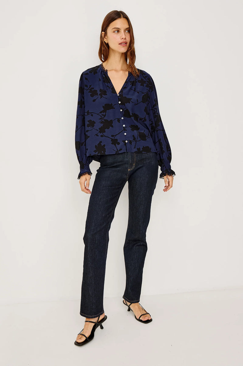 Rails Magda Shirt Navy Tossed Roses