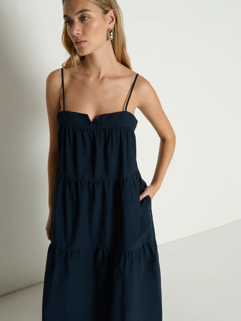 Nation LA Meadow Midi Dress Navy Night Sky