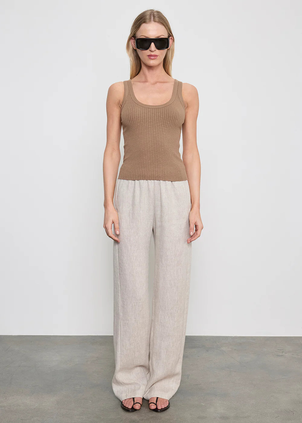 Enza Costa Military Rib Crop Tank in Army