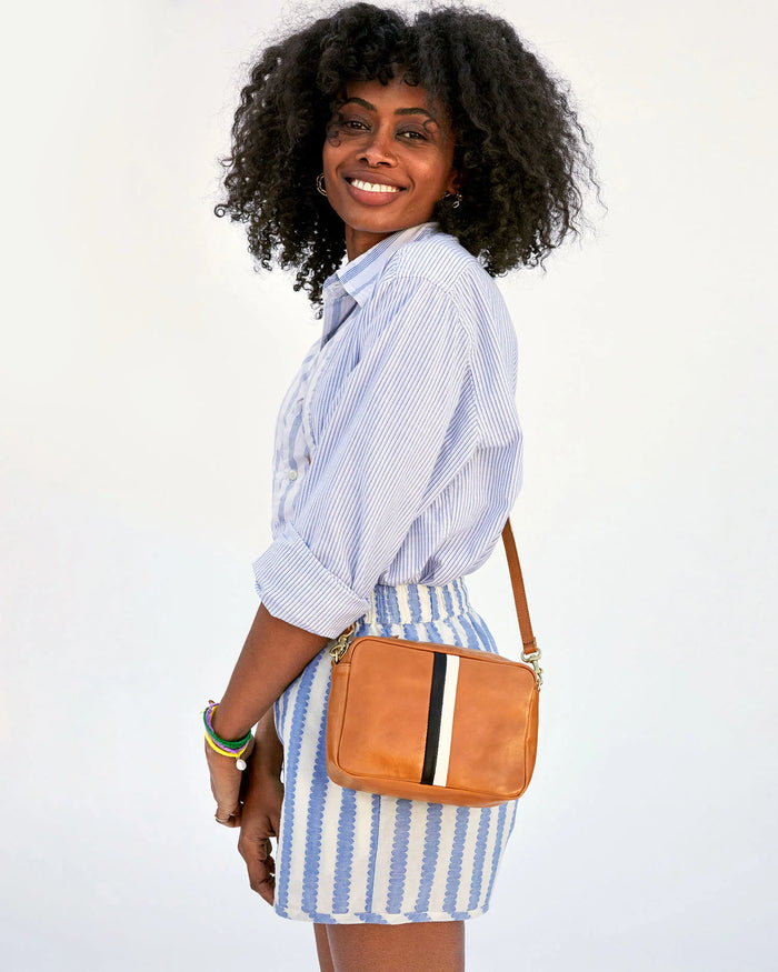 Clare V. Midi Sac Natural w/ Stripes