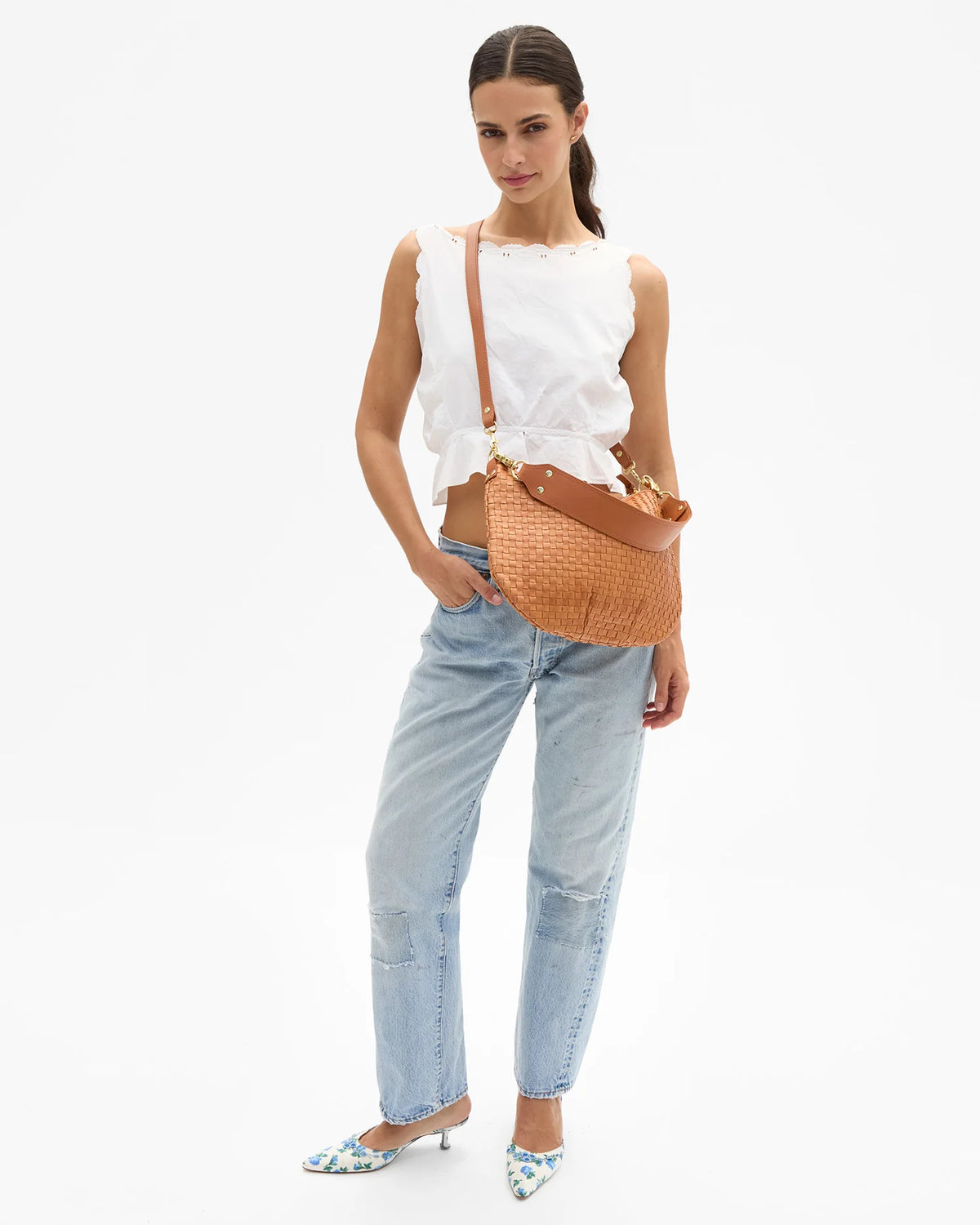 Clare V. Moyen Messenger Natural Woven Checker