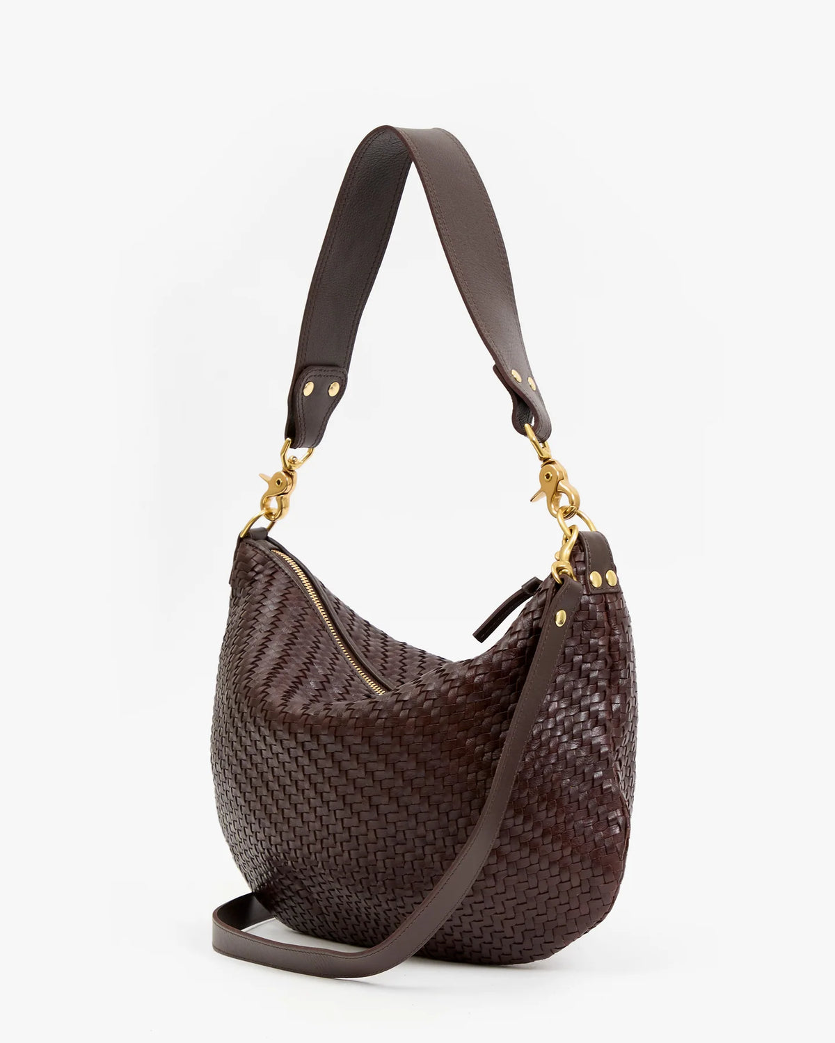 Clare V. MOYEN MESSENGER Chocolate Woven Zig-Zag