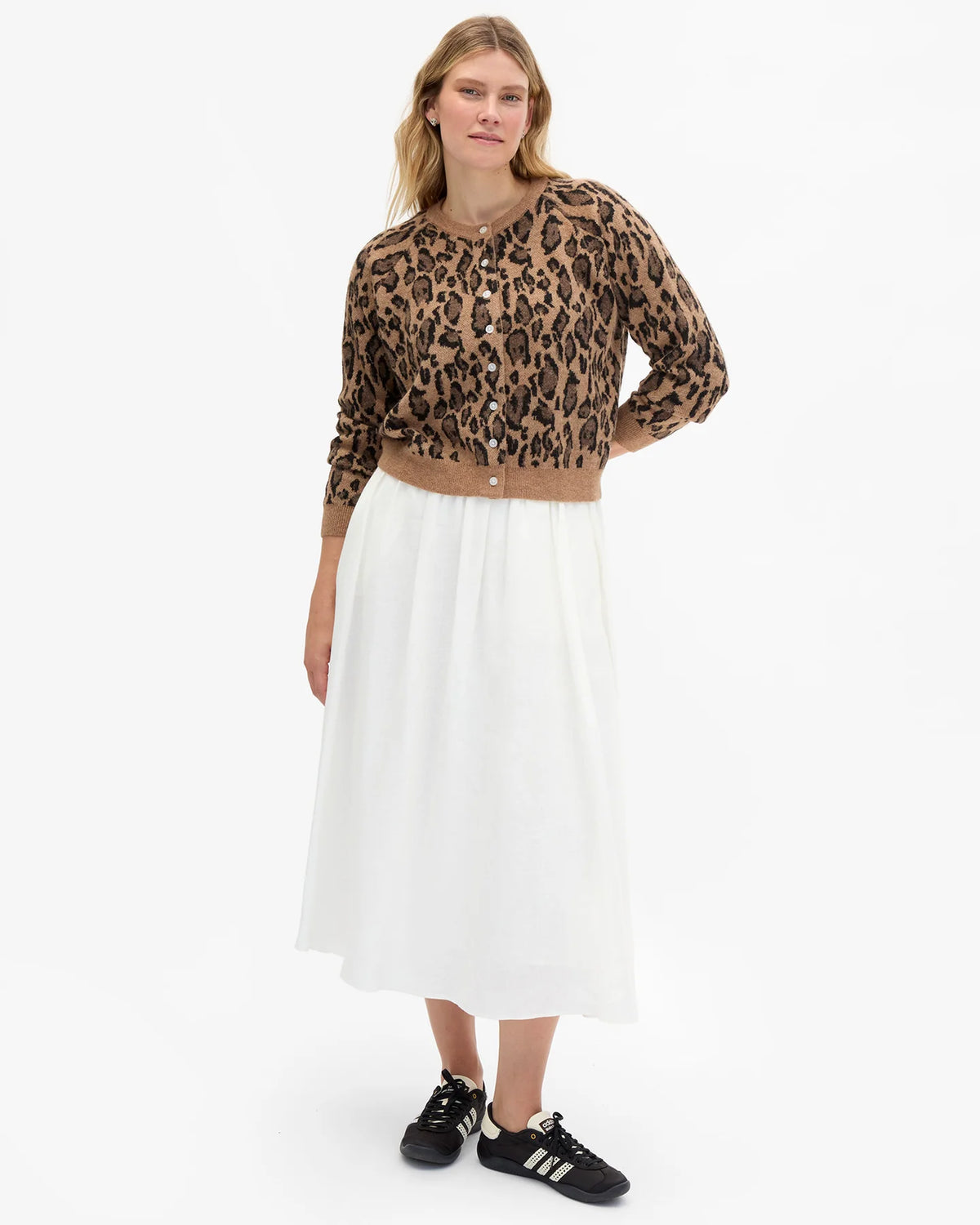 Clare V. NOELLE CARDIGAN  Camel Jaguar